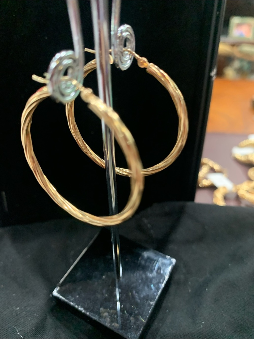 Gold-Tone Twisted Hoop Earrings - Women Jewelry - Picture 3 of 4